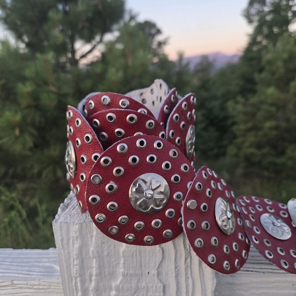 BLOOD RED GENUINE LEATHER WESTERN BELT